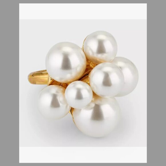 Oscar de la Renta Golden Pearly Popcorn Ring - Picture 3 of 6